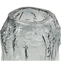 11" Gray & Clear Textured Rectangular Ombre Glass Vase
