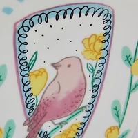 Hello Honey® 8.5" Ceramic Fan Shaped Vase with Painted Bird Design