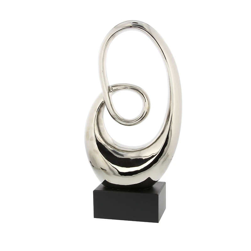 21" Silver Modern Abstract Sculpture