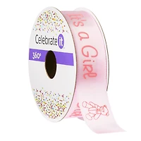 7/8" x 5yd. Satin "It's A Girl" Ribbon by Celebrate It® 360°™
