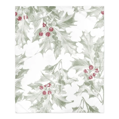 Holly Berry Leaves 50x60 Sherpa Fleece Blanket
