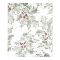 Holly Berry Leaves 50x60 Sherpa Fleece Blanket