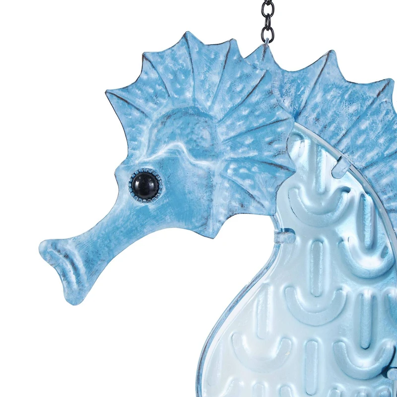 38" Blue Swirl Wind Spinner Metal Seahorse & Starfish Windchime