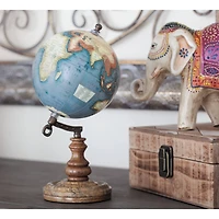 10" Brown Marble and Metal Traditional Globe