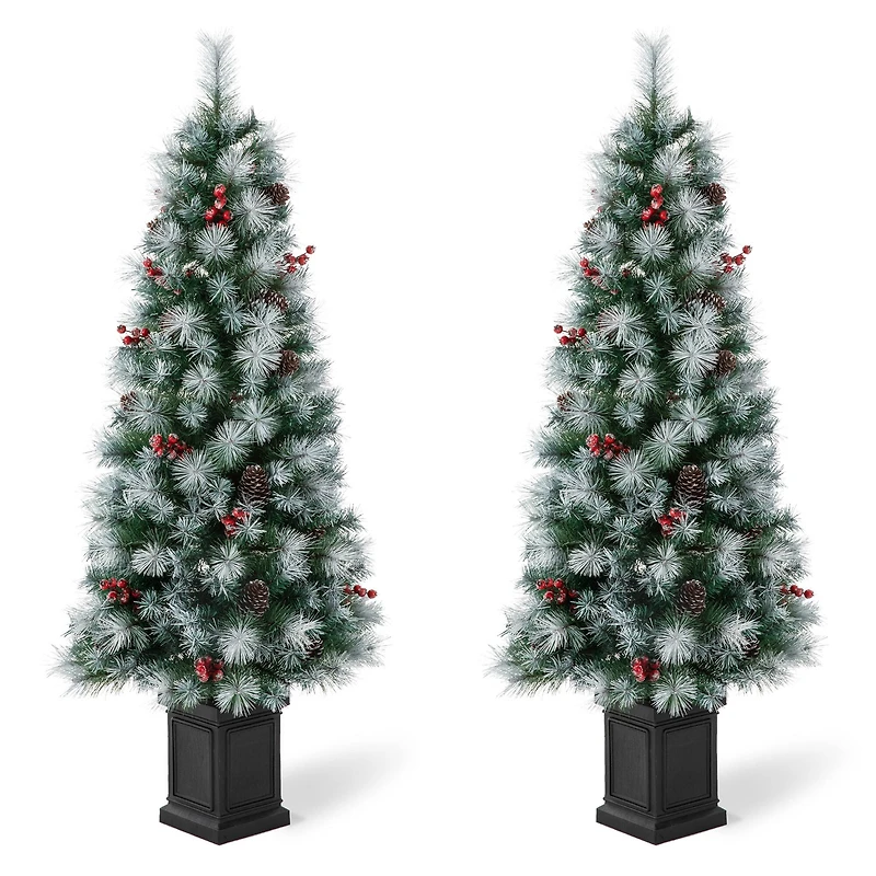 2 Pack 5ft. Pre-Lit Pine Artificial Christmas Porch Tree