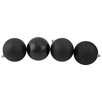 12ct. 4" 4-Finish Black Shatterproof Ball Ornaments