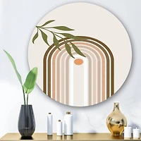 Designart - Abstract Sun and Moon With Green Leaf I