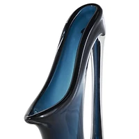 Blue Abstract Glass Vase with Cutout Handle & Elongated Opening