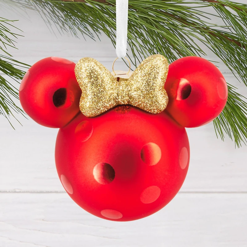 Disney® 4.25" Minnie Mouse Ears Icon Glass Christmas Ornament