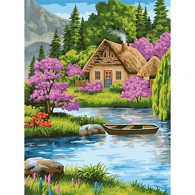 Crafting Spark House Near Water Painting by Numbers Kit