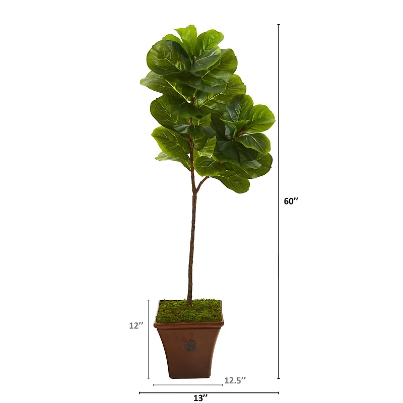 5ft. Fiddle Leaf Tree in Brown Planter