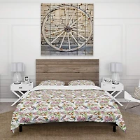 Designart 'Pattern with Flowers and Birds' Cabin & Lodge Bedding Set