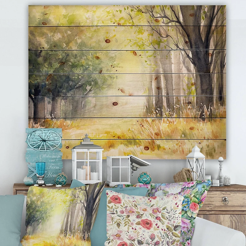 Designart - Bright Sunshine Through The Forest Trees IV