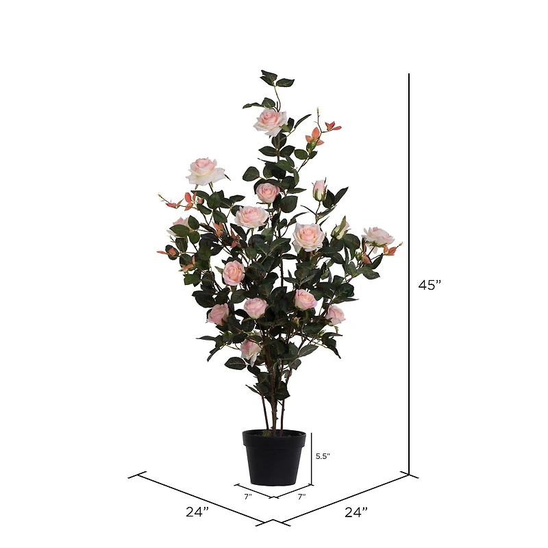45" Artificial Pink Rose Plant in Pot
