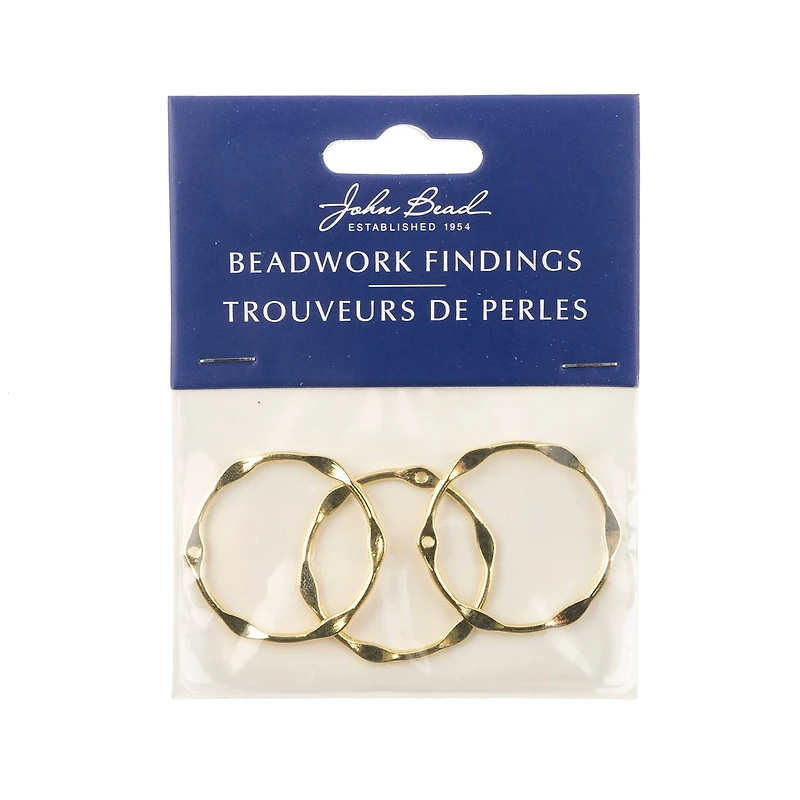 John Bead Beadwork Findings Gold Partly Flattened Circle Pendant, 3ct.