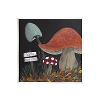 Stupell Industries Hello Autumn Woodland Mushroom Forest Wall Plaque Art