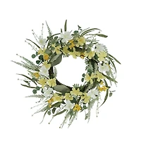 24" Yellow & White Dogwood Floral Spring Wreath