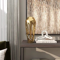 19" Gold Aluminum Drip Vase with Melting Designed Body