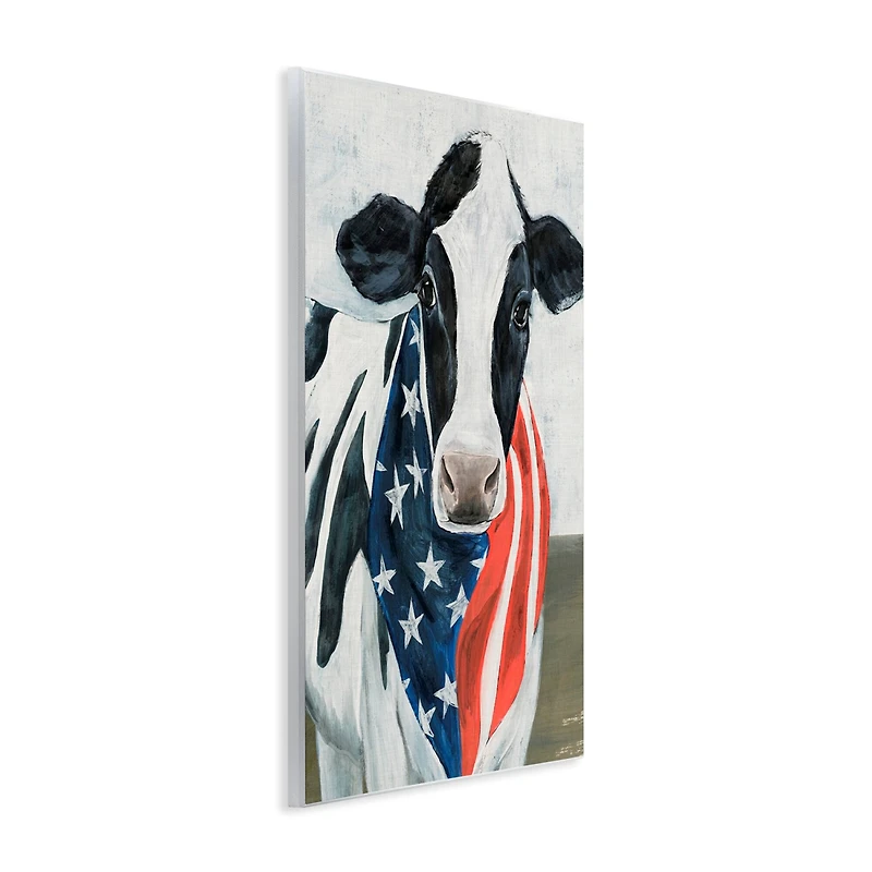 Stupell Industries Farm Cow American Flag Animal Wall Plaque Art