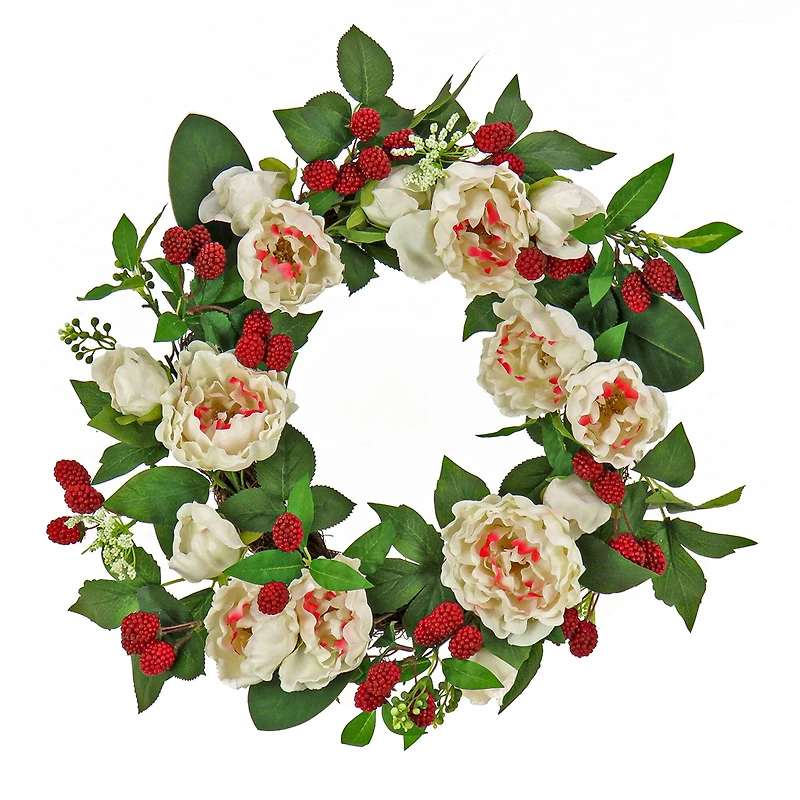 22'' Peony and Raspberry Wreath