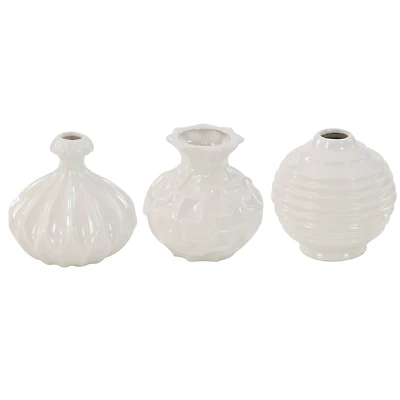White Stoneware Modern Vase Set