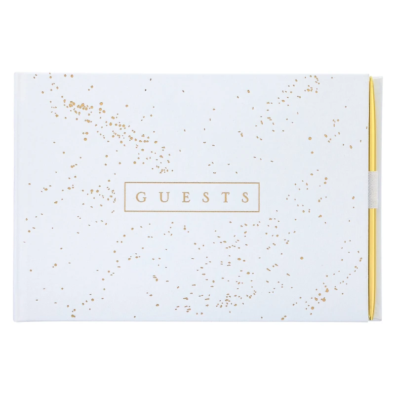 White & Gold Guest Book & Pen Set by Celebrate It™