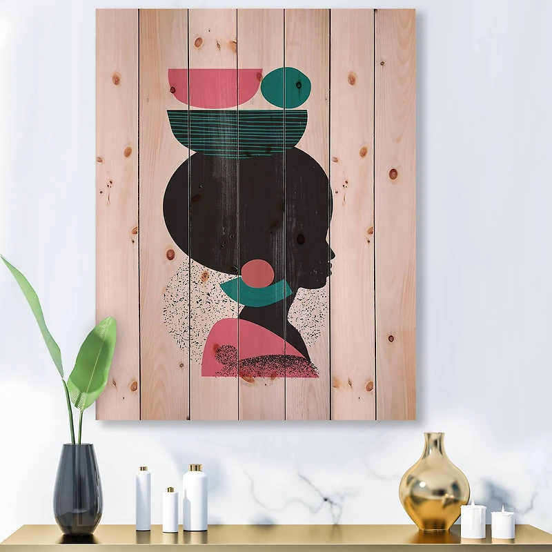 Designart - Ethnic Geometric Silhouette of Afro American II