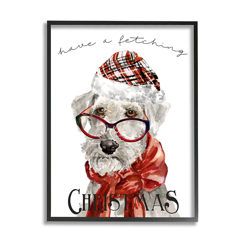 Stupell Industries Have a Fetching Christmas Dog Framed Giclee Art