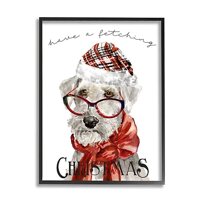 Stupell Industries Have a Fetching Christmas Dog Framed Giclee Art