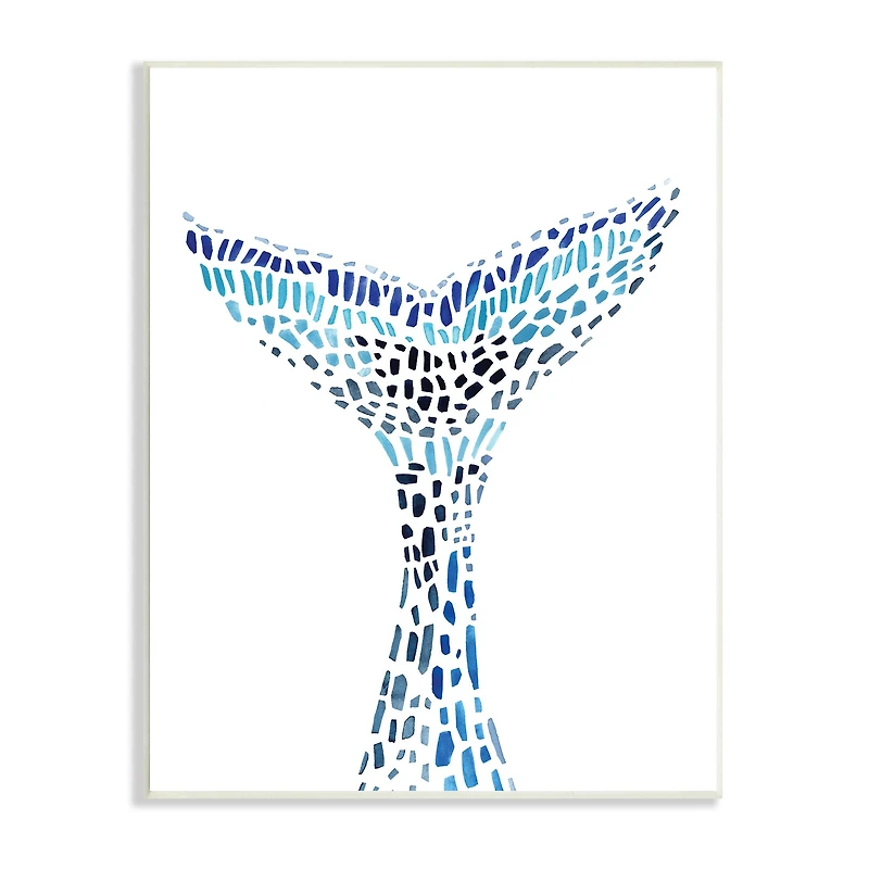 Stupell Industries Abstract Nautical Fin Blue Geometric Block Pattern Wall Plaque