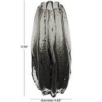 12" Black Ombre Wavy Abstract Glass Vase