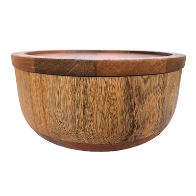 Hello Honey® 10" Round Natural Mango Wood Serving Bowl with Lid