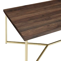 Luxe 42" Dark Walnut & Gold Y Leg Modern Glam Coffee Table