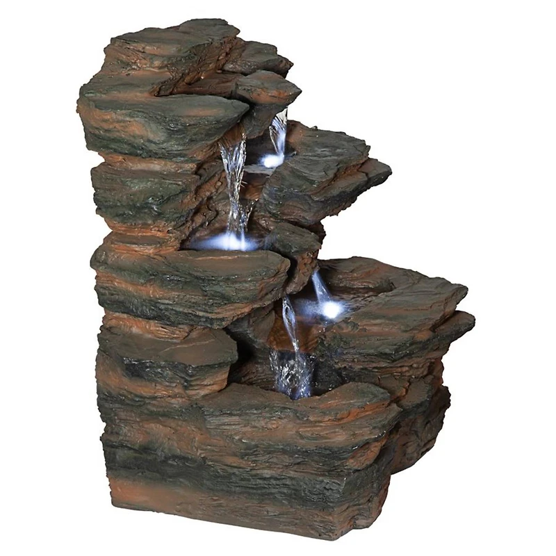 Design Toscano Ramrod Bluffs Cascading Waterfall Illuminated Tabletop Fountain