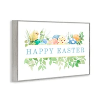 Stupell Industries Floral Happy Easter Framed Giclee Art