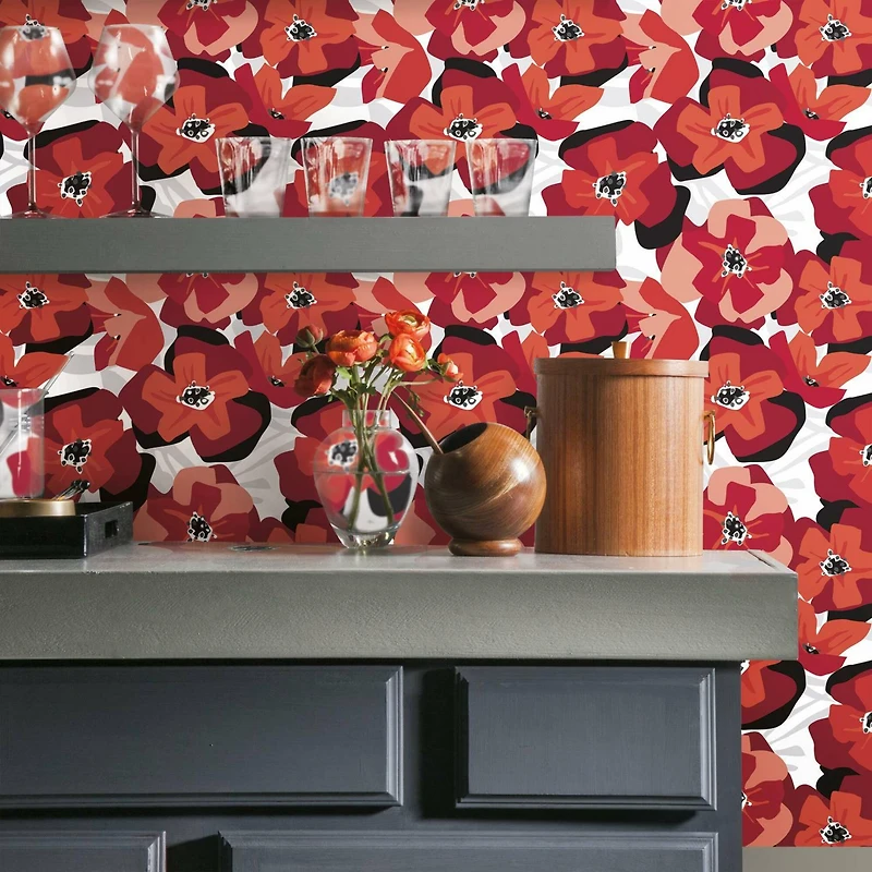RoomMates Red Poppy Punch Peel & Stick Wallpaper