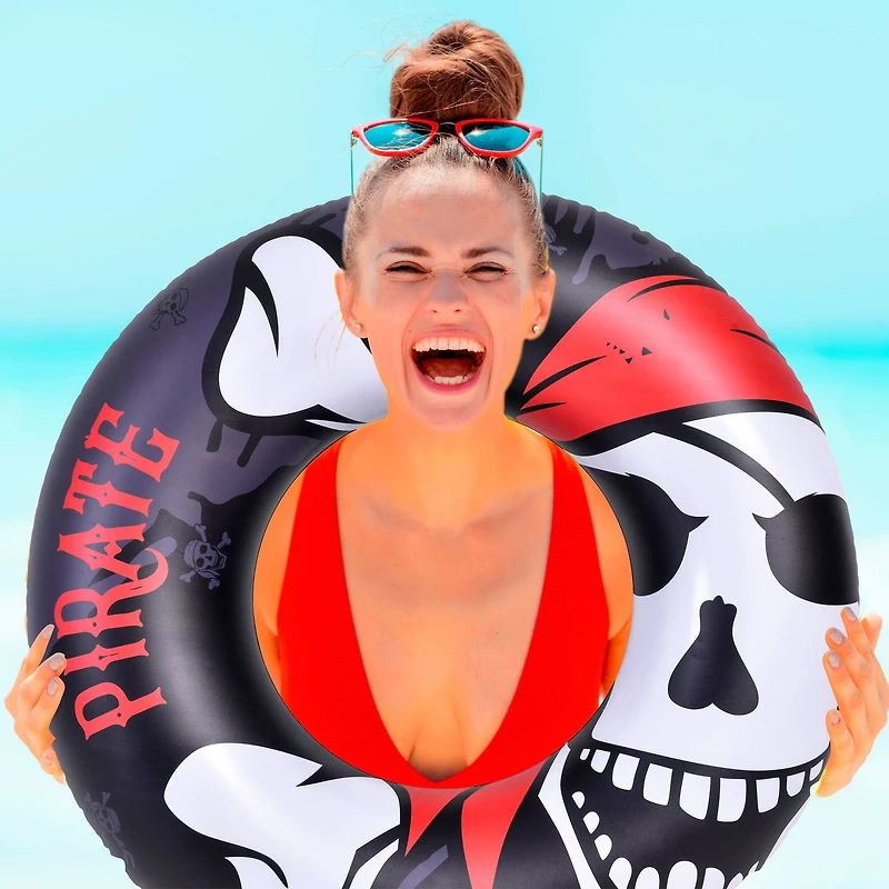 45" Black Pirate Inflatable Inner Tube Pool Float