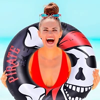 45" Black Pirate Inflatable Inner Tube Pool Float