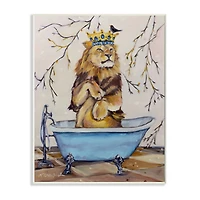 Stupell Industries Regal Jungle Lion in Blue Claw Bath Wall Plaque