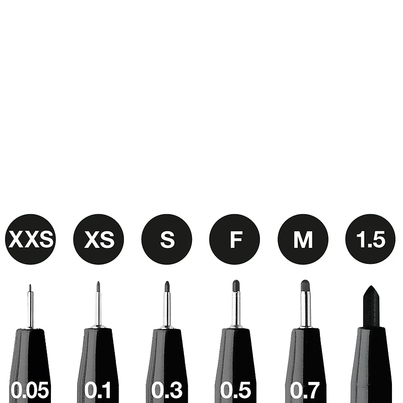 Faber-Castell® PITT® 0.05mm-1.5mm Black 6 Piece Artist Pen Set