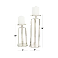 Silver Aluminum Modern Candle holder 14",10"