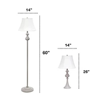Lalia Home Gray Traditional Table and floor Lamp Set