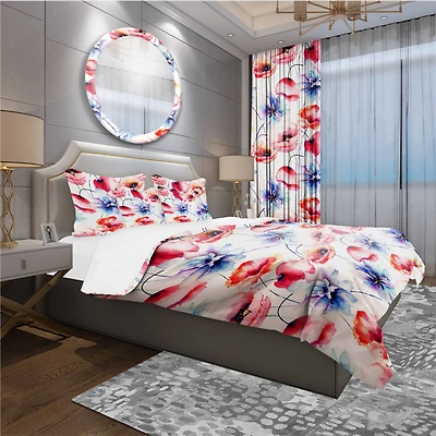 Designart 'Contempoary Colorful Flowers' Modern & Contemporary Bedding Set