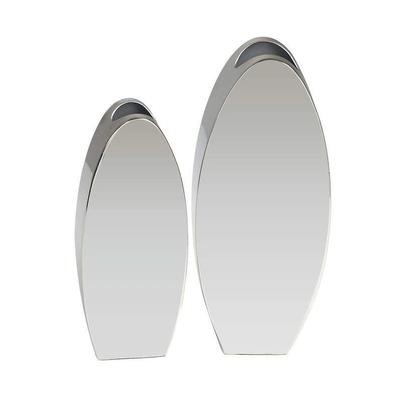 The Novogratz Silver Stainless Steel Vase with a Sleek Mirror Finish Set