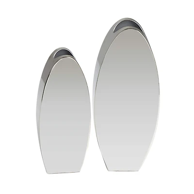 The Novogratz Silver Stainless Steel Vase with a Sleek Mirror Finish Set