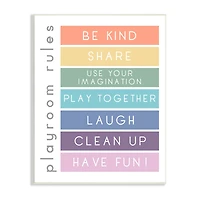 Stupell Industries Bold List of Playroom Rules Kids Rainbow Stripes Wall Plaque