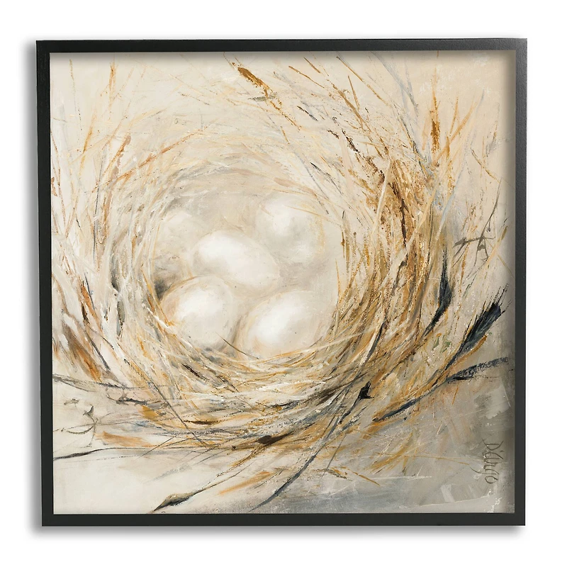 Stupell Industries Abstract Baby Bird Egg Nest Countryside Animals Framed Wall Art