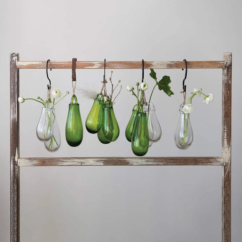 Hello Honey® 10" Green Hand Blown Glass Hanging Vase