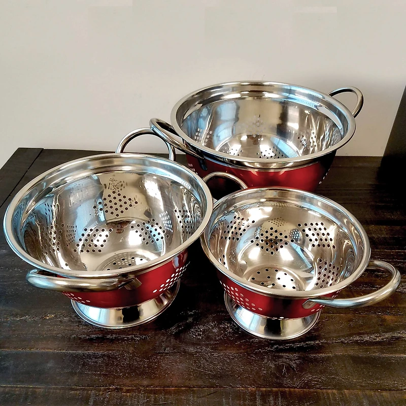 Oster Metaline Red Round Asian Colander Set