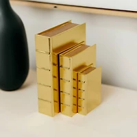 CosmoLiving by Cosmopolitan Gold Faux Leather Faux Book Box with Metallic Finish Set